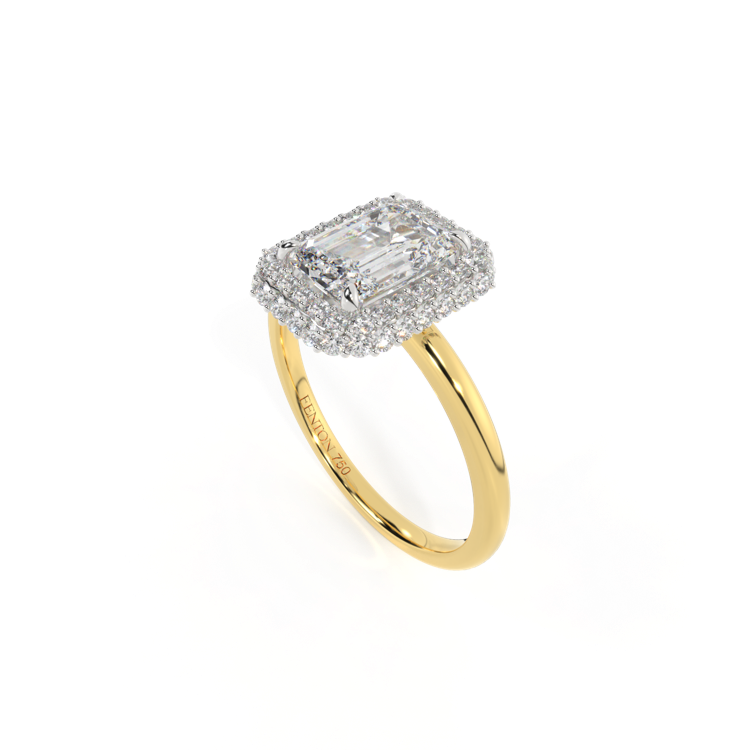 Lab Grown Solar Diamond Vintage Emerald Cut Diamond 18k Yellow Gold Ring