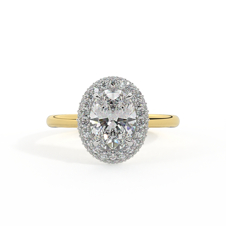 Lab Grown Diamond Vintage Oval Cut Diamond 18k Yellow Gold Ring