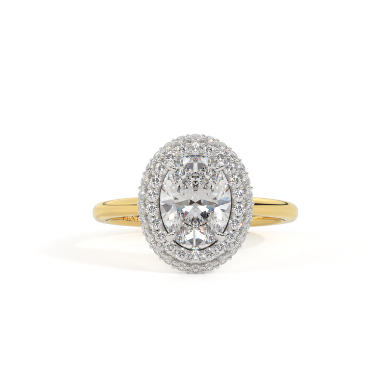 Lab Grown Diamond Vintage Oval Cut Diamond 18k Yellow Gold Ring