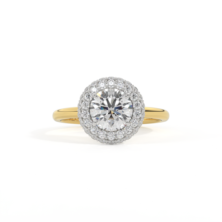 Lab Grown Diamond Vintage Round Cut Diamond 18k Yellow Gold Ring