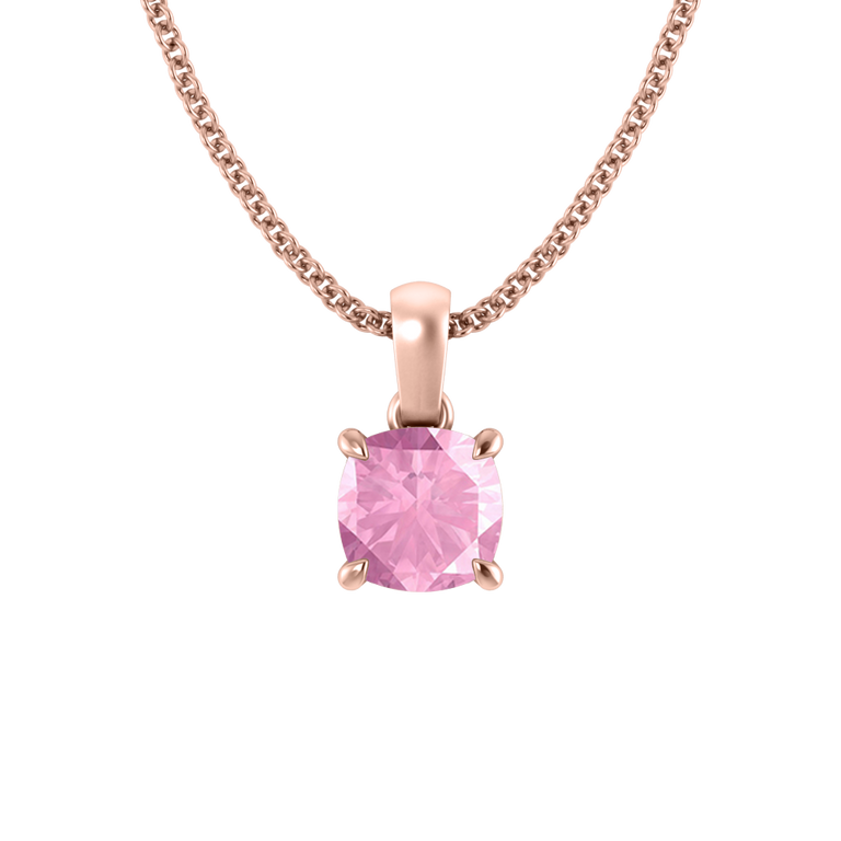 Solitaire Pink Sapphire Pendant Necklace