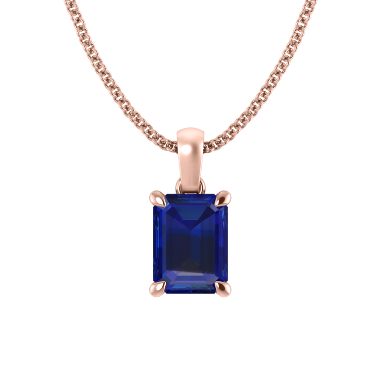 Solitaire Blue Sapphire Pendant Necklace