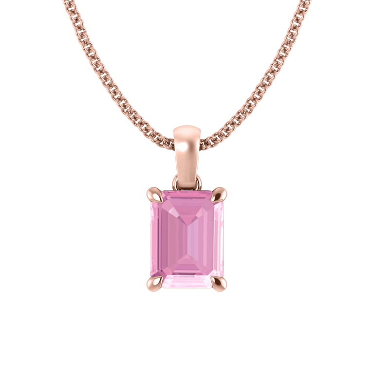 Solitaire Pink Sapphire Pendant Necklace