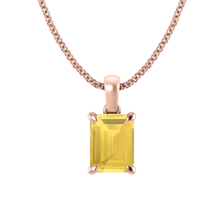 Solitaire Yellow Sapphire Pendant Necklace