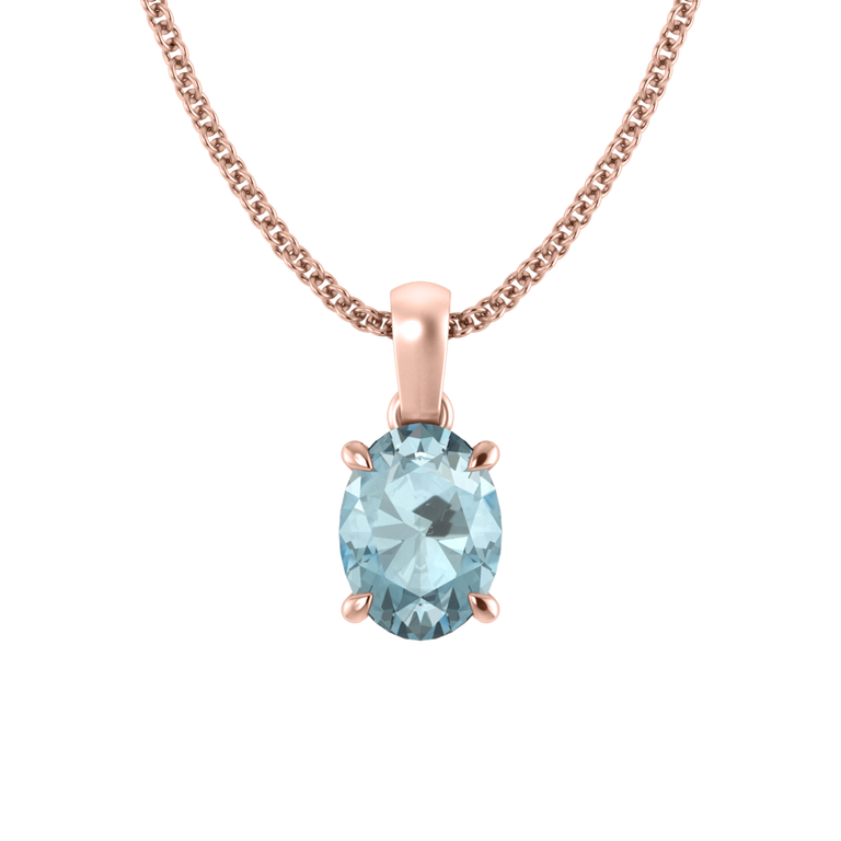 Solitaire Aquamarine Pendant Necklace