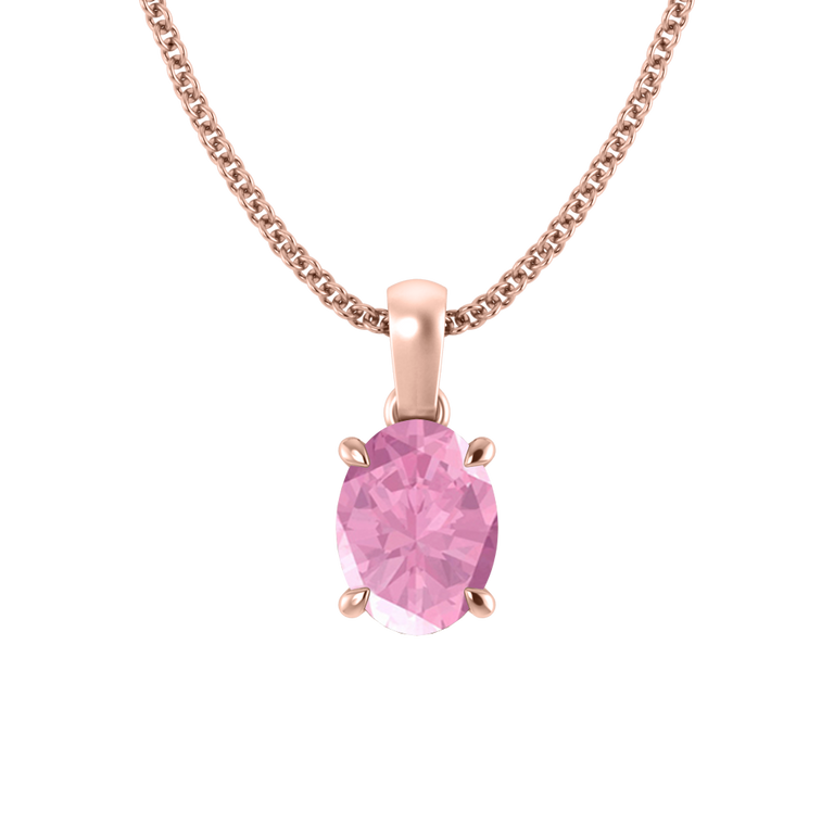 Solitaire Pink Sapphire Pendant Necklace