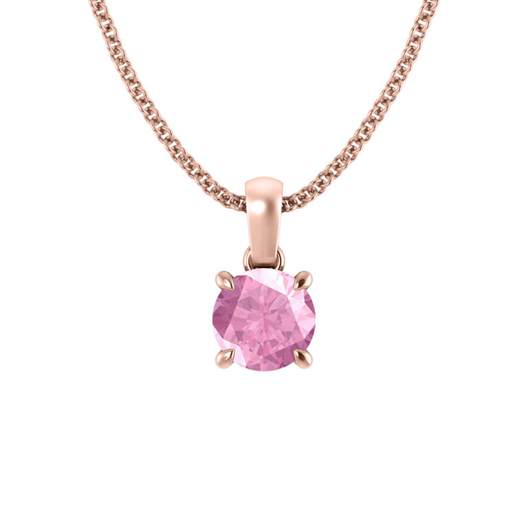 Solitaire Pink Sapphire Pendant Necklace