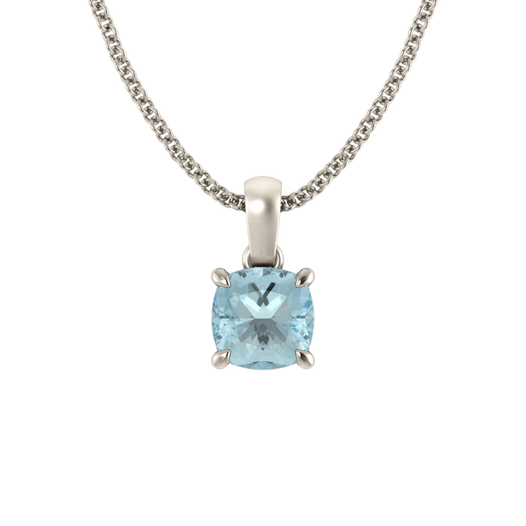 Solitaire Aquamarine Pendant Necklace