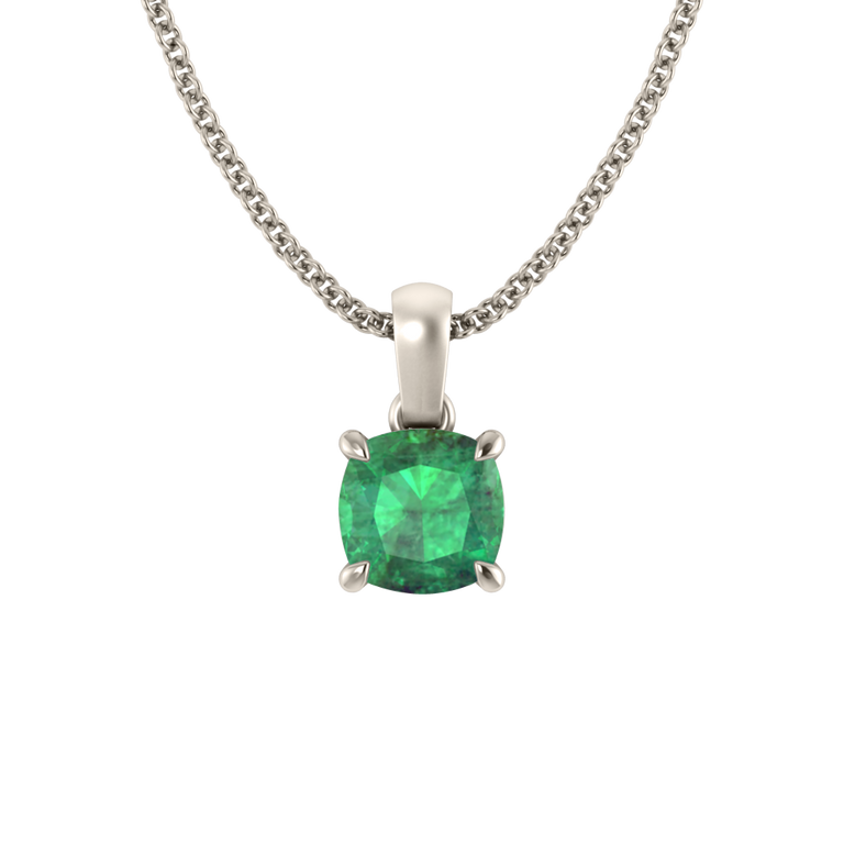Solitaire Emerald Pendant Necklace
