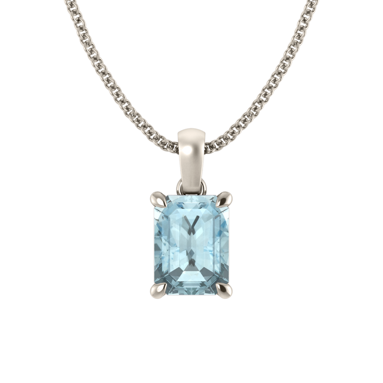 Solitaire Aquamarine Pendant Necklace