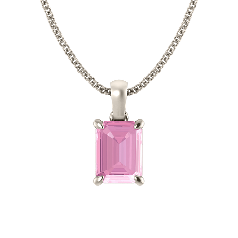 Solitaire Pink Sapphire Pendant Necklace