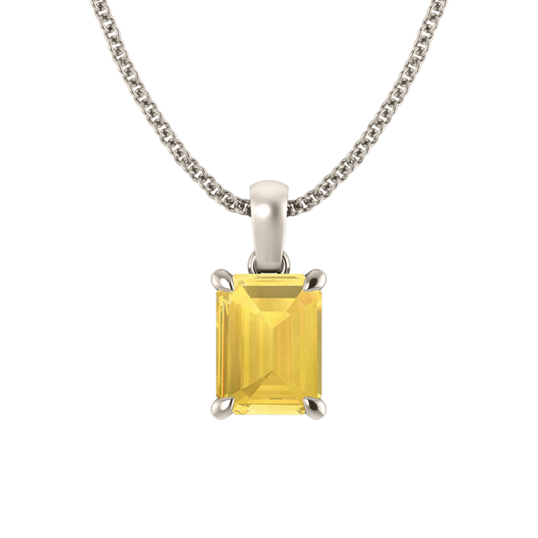 Solitaire Yellow Sapphire Pendant Necklace