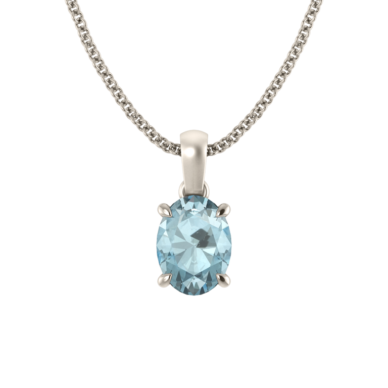 Solitaire Aquamarine Pendant Necklace