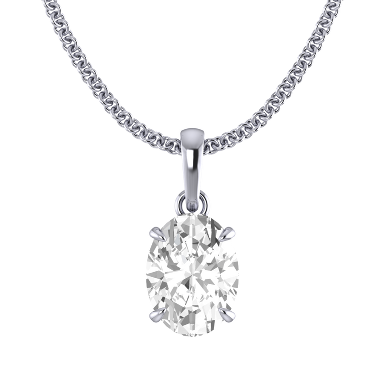 Solitaire Solar Diamond Pendant Necklace