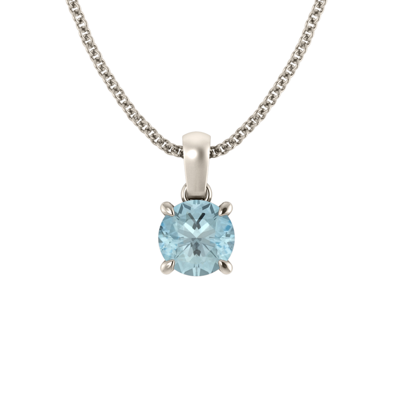 Solitaire Aquamarine Pendant Necklace