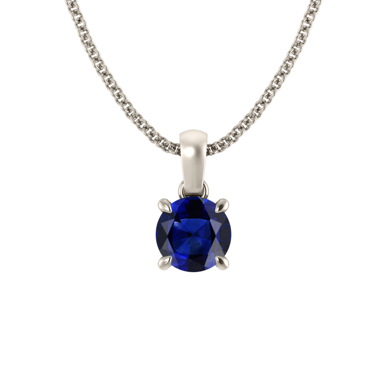 Solitaire Blue Sapphire Pendant Necklace