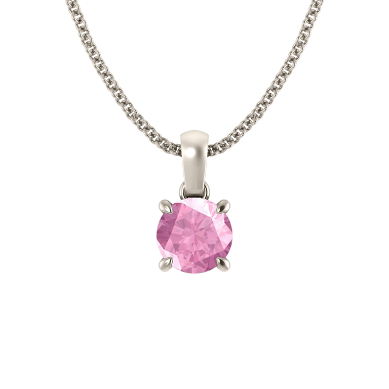 Solitaire Pink Sapphire Pendant Necklace