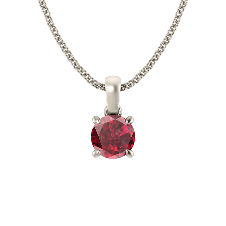 Solitaire Ruby Pendant Necklace