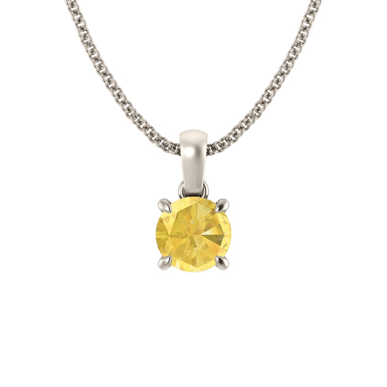 Solitaire Yellow Sapphire Pendant Necklace