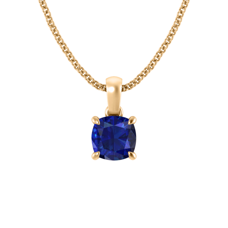 Solitaire Blue Sapphire Pendant Necklace
