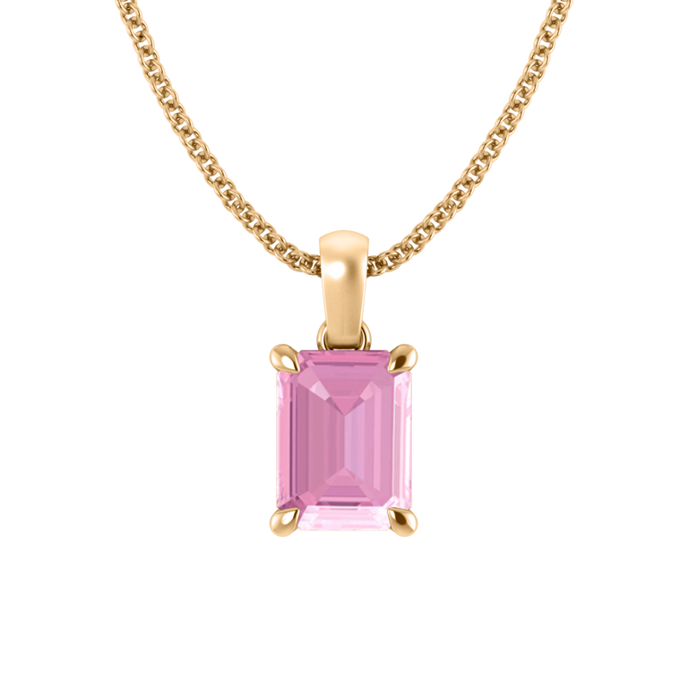 Solitaire Pink Sapphire Pendant Necklace