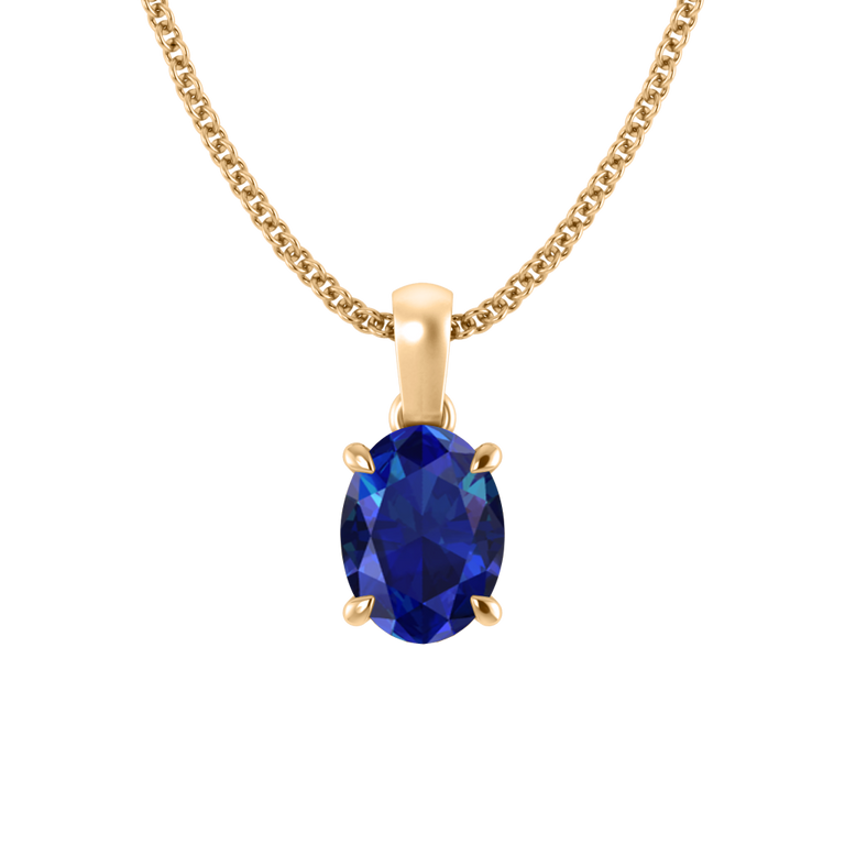 Solitaire Blue Sapphire Pendant Necklace