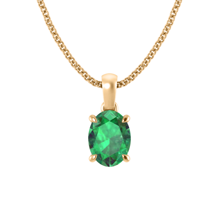 Solitaire Emerald Pendant Necklace