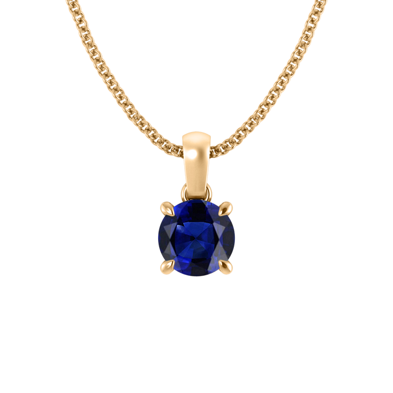Solitaire Blue Sapphire Pendant Necklace