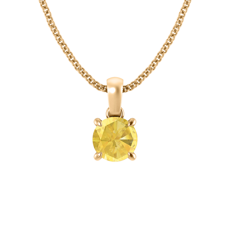 Solitaire Yellow Sapphire Pendant Necklace
