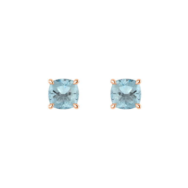 Solitaire Stud Aquamarine Earrings