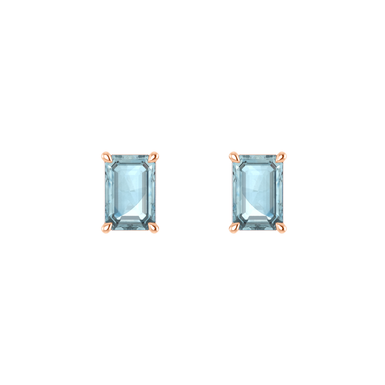 Solitaire Stud Aquamarine Earrings