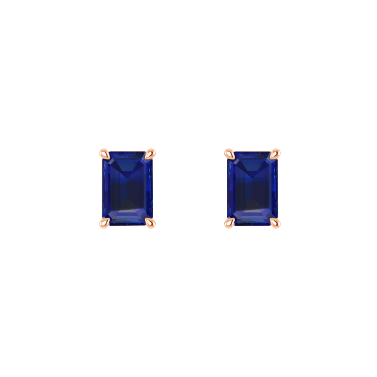Solitaire Stud Blue Sapphire Earrings