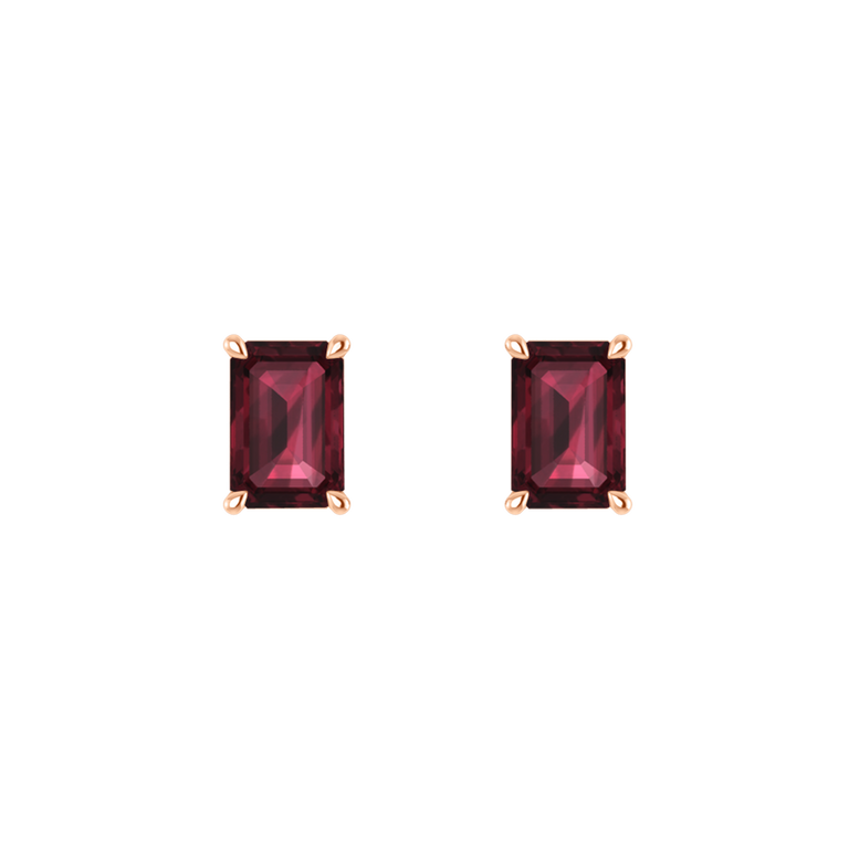 Solitaire Stud Garnet Earrings