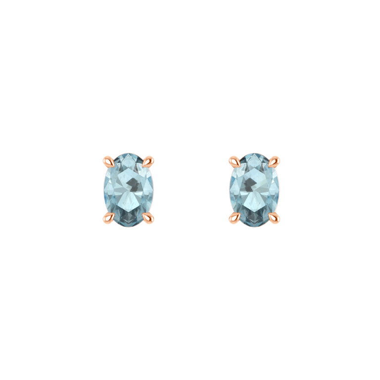 Solitaire Stud Aquamarine Earrings