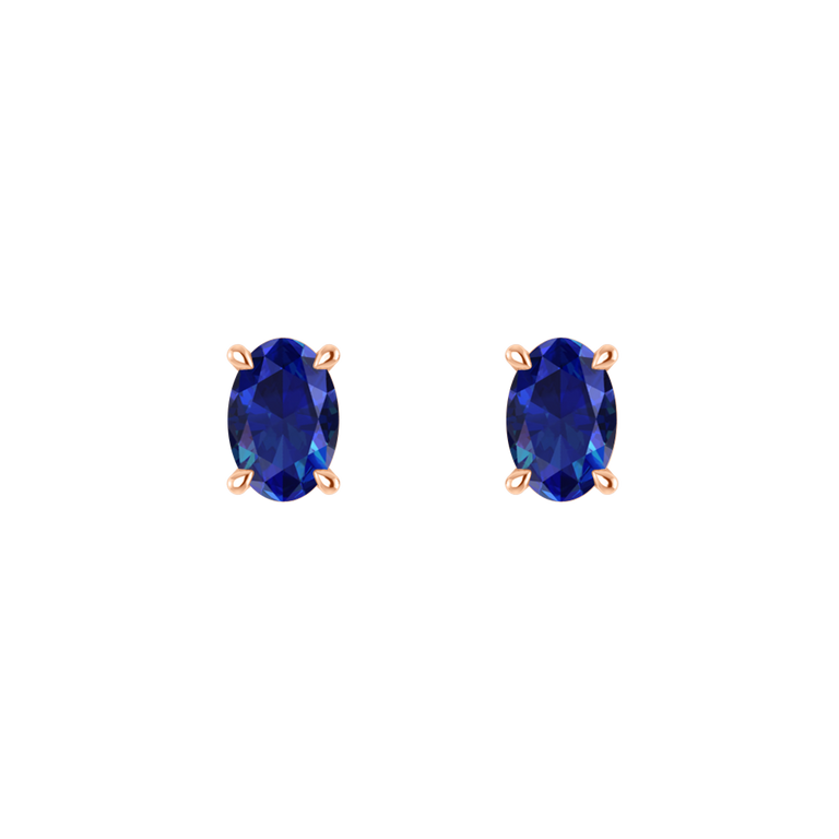 Solitaire Stud Blue Sapphire Earrings