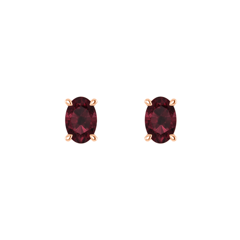 Solitaire Stud Garnet Earrings