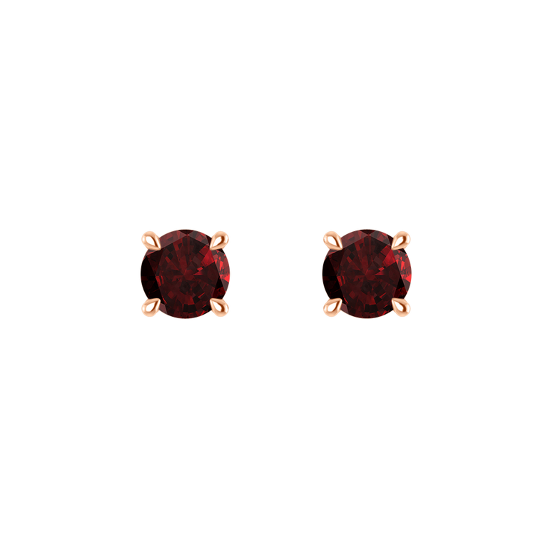 Solitaire Stud Garnet Earrings