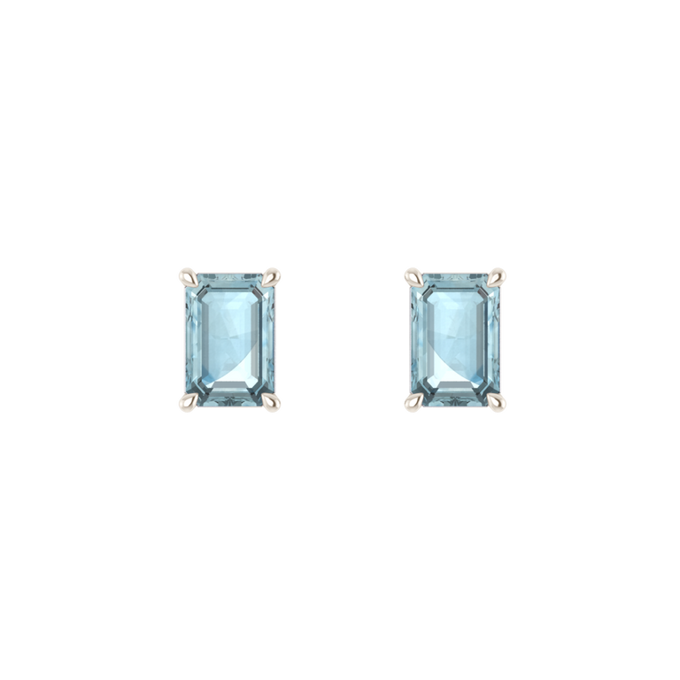 Solitaire Stud Aquamarine Earrings