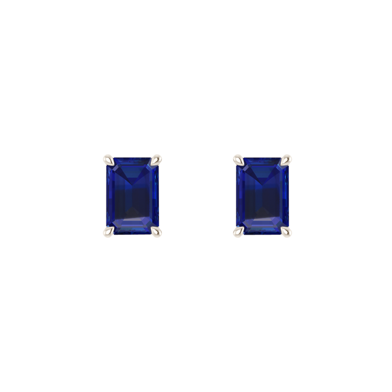 Solitaire Stud Blue Sapphire Earrings