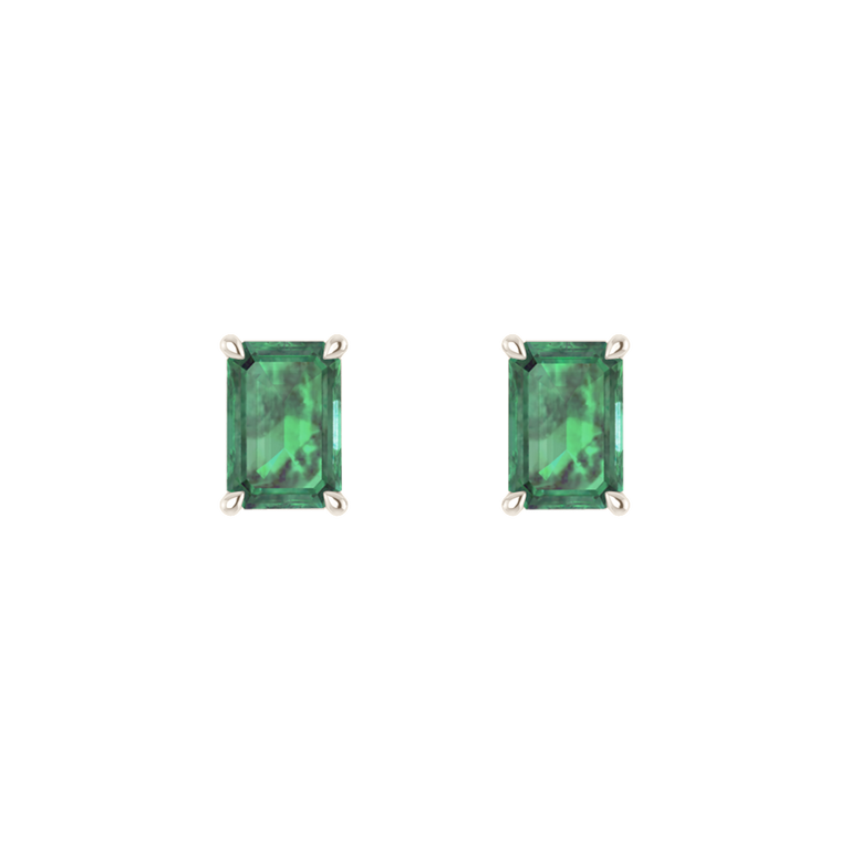 Solitaire Stud Emerald Earrings
