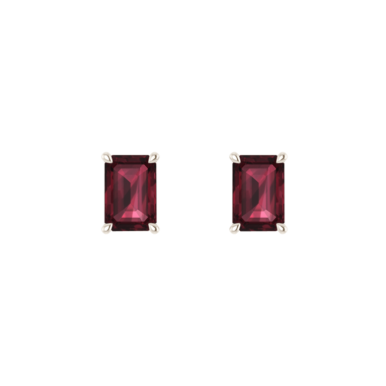 Solitaire Stud Garnet Earrings