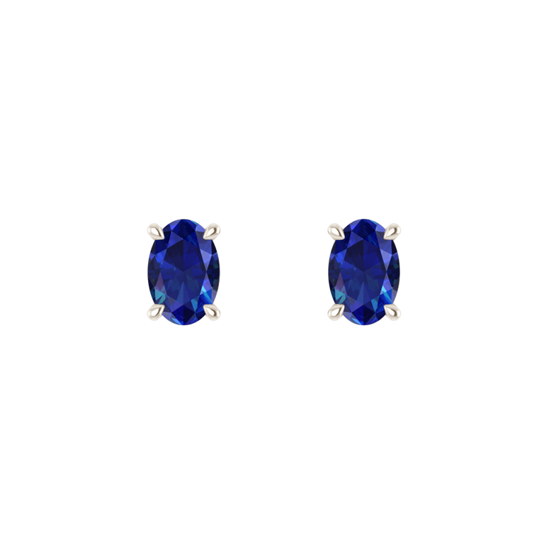 Solitaire Stud Blue Sapphire Earrings