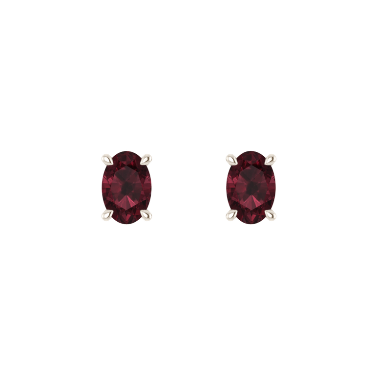 Solitaire Stud Garnet Earrings
