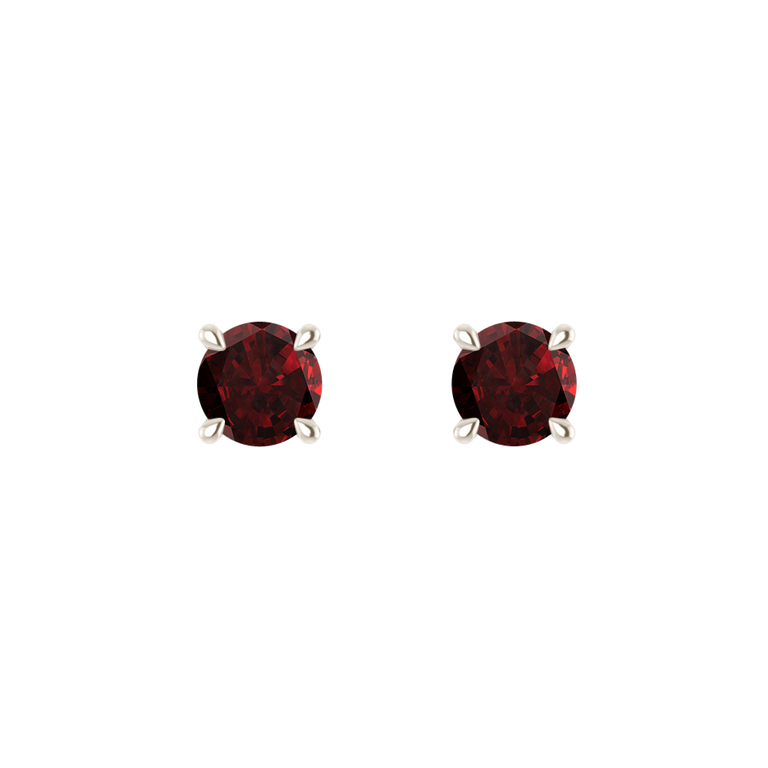 Solitaire Stud Garnet Earrings