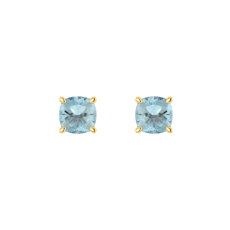 Solitaire Stud Aquamarine Earrings
