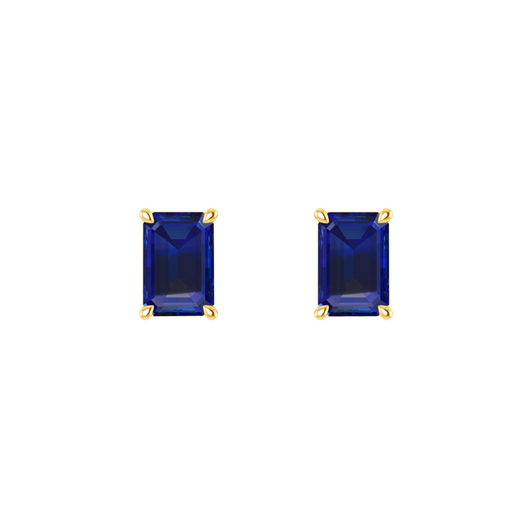 Solitaire Stud Blue Sapphire Earrings