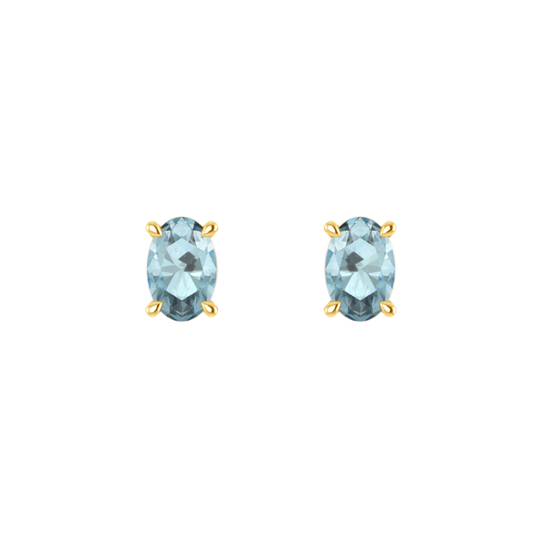Solitaire Stud Aquamarine Earrings