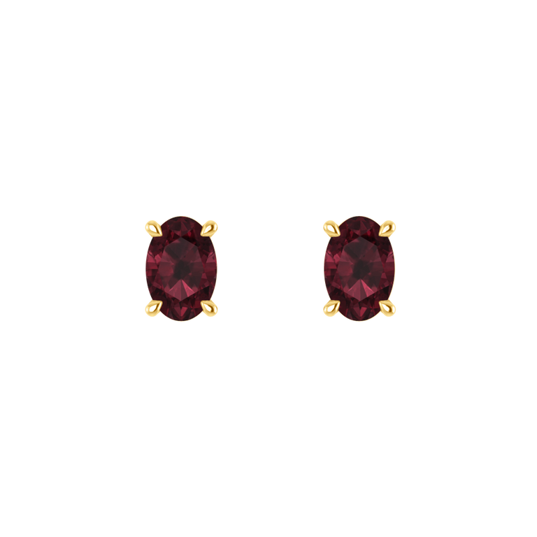 Solitaire Stud Garnet Earrings