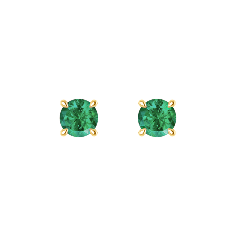 Solitaire Stud Emerald Earrings