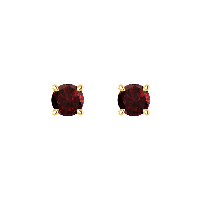 Solitaire Stud Garnet Earrings